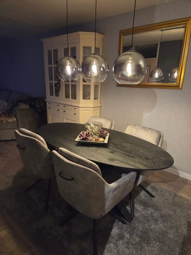 Customer photo review of Hanglamp Hudson - 3-lichts - Smoke - Glazen Bollen