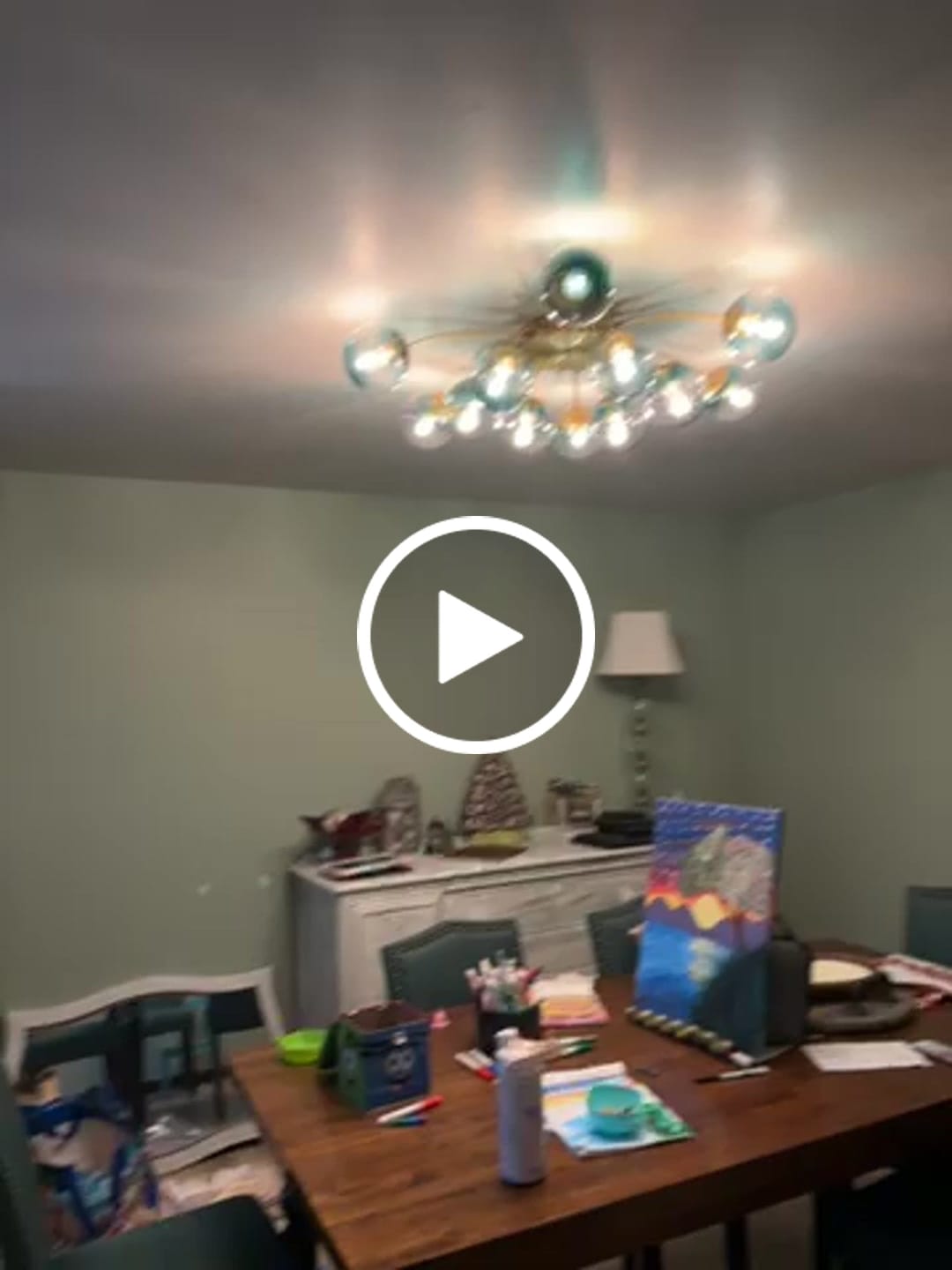 Customer video review of Glam Bloom 12-Light Blue Glass Bubble Semi Flush Chandelier