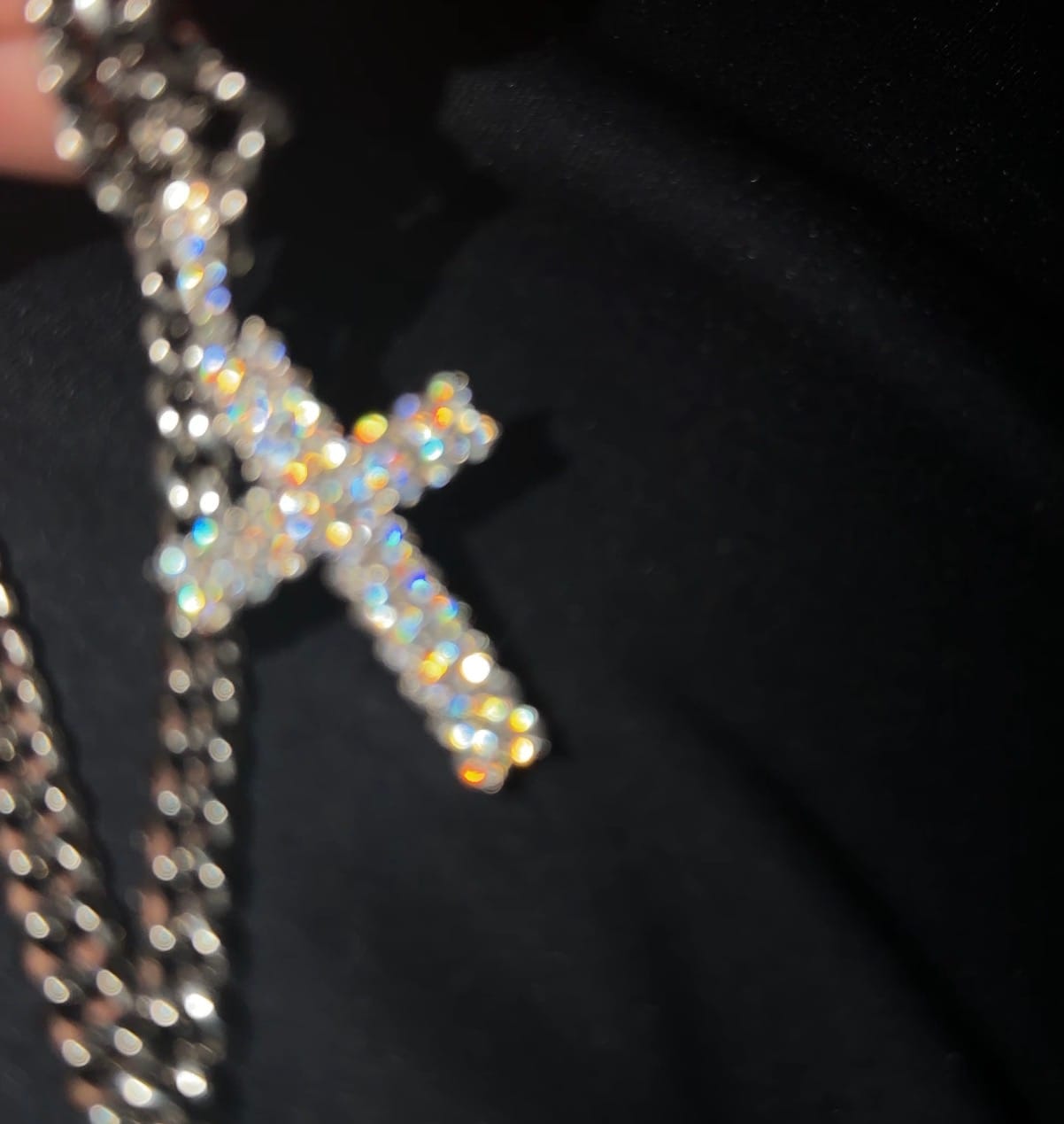Customer photo review of 925 Silver Fancy Moissanite Cross Pendant