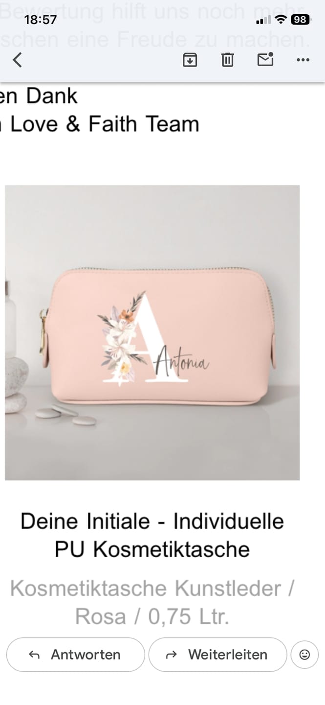 Customer photo review of Deine Initiale - Individuelle PU Kosmetiktasche