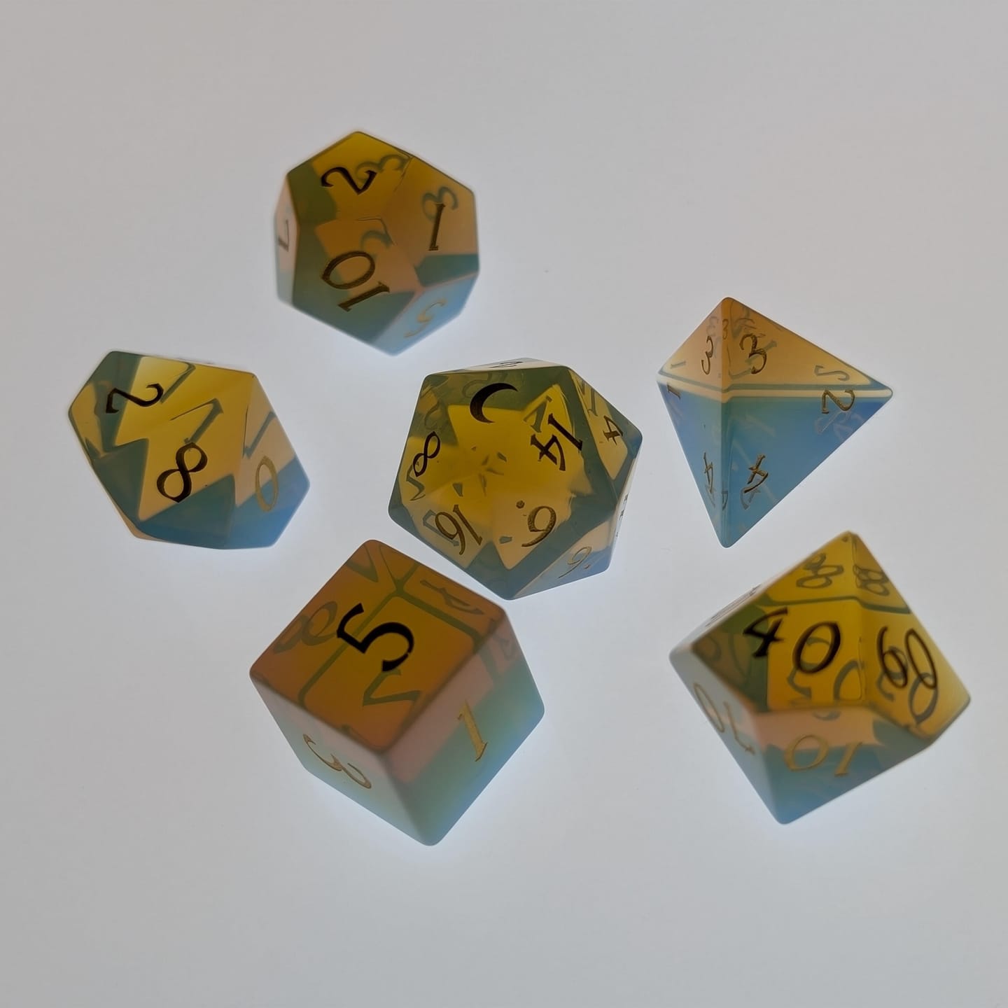 Customer photo review of Opalite Dice Set
