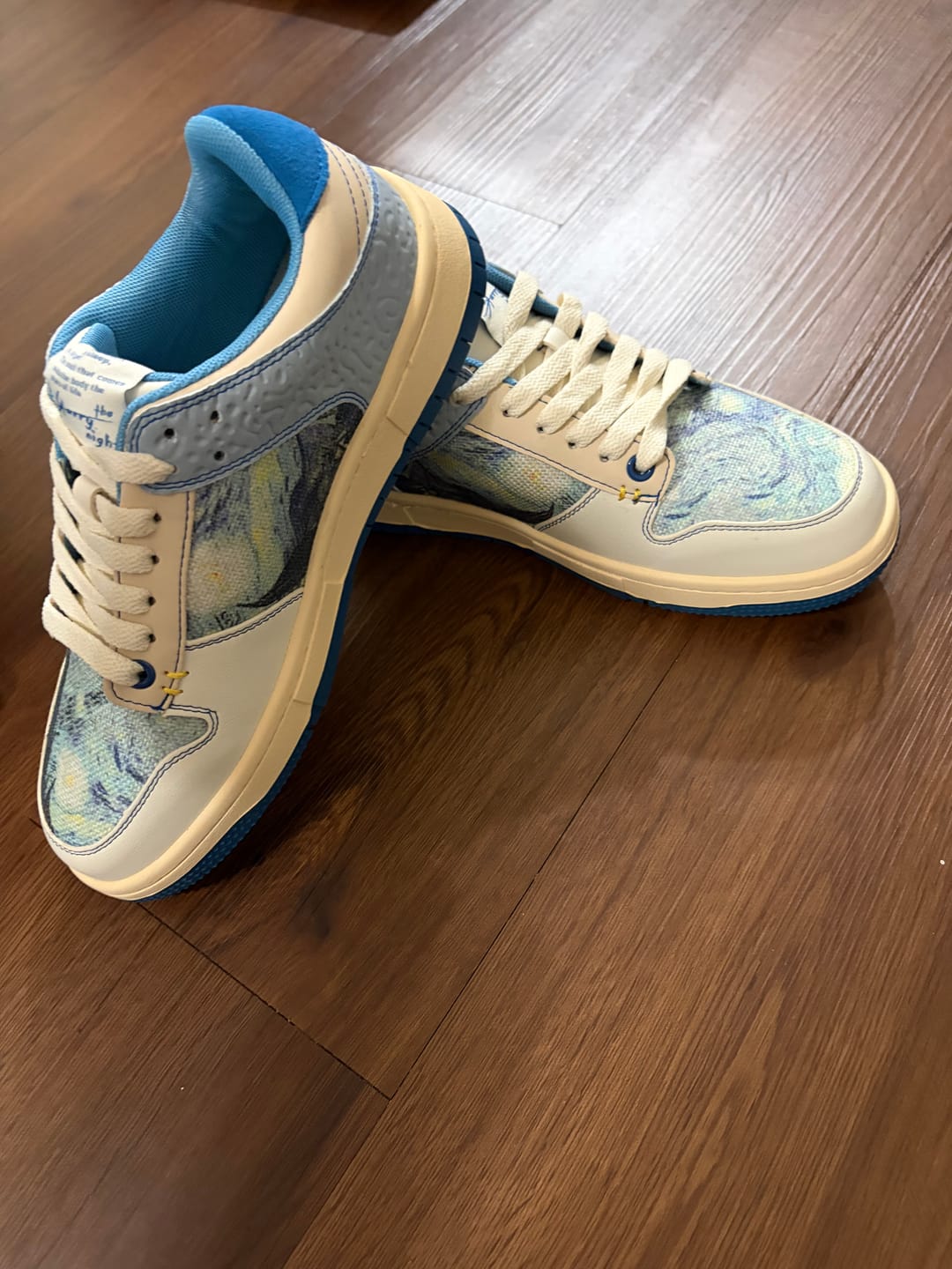 Customer photo review of Van Gogh Starry Night inspired sneakers