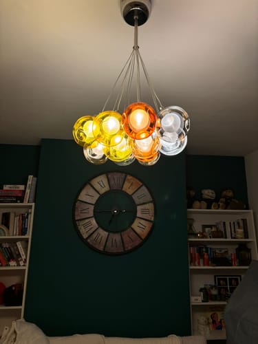 Customer photo review of Cluster Glass Ball Pendant Lights with Multi-Color Globes