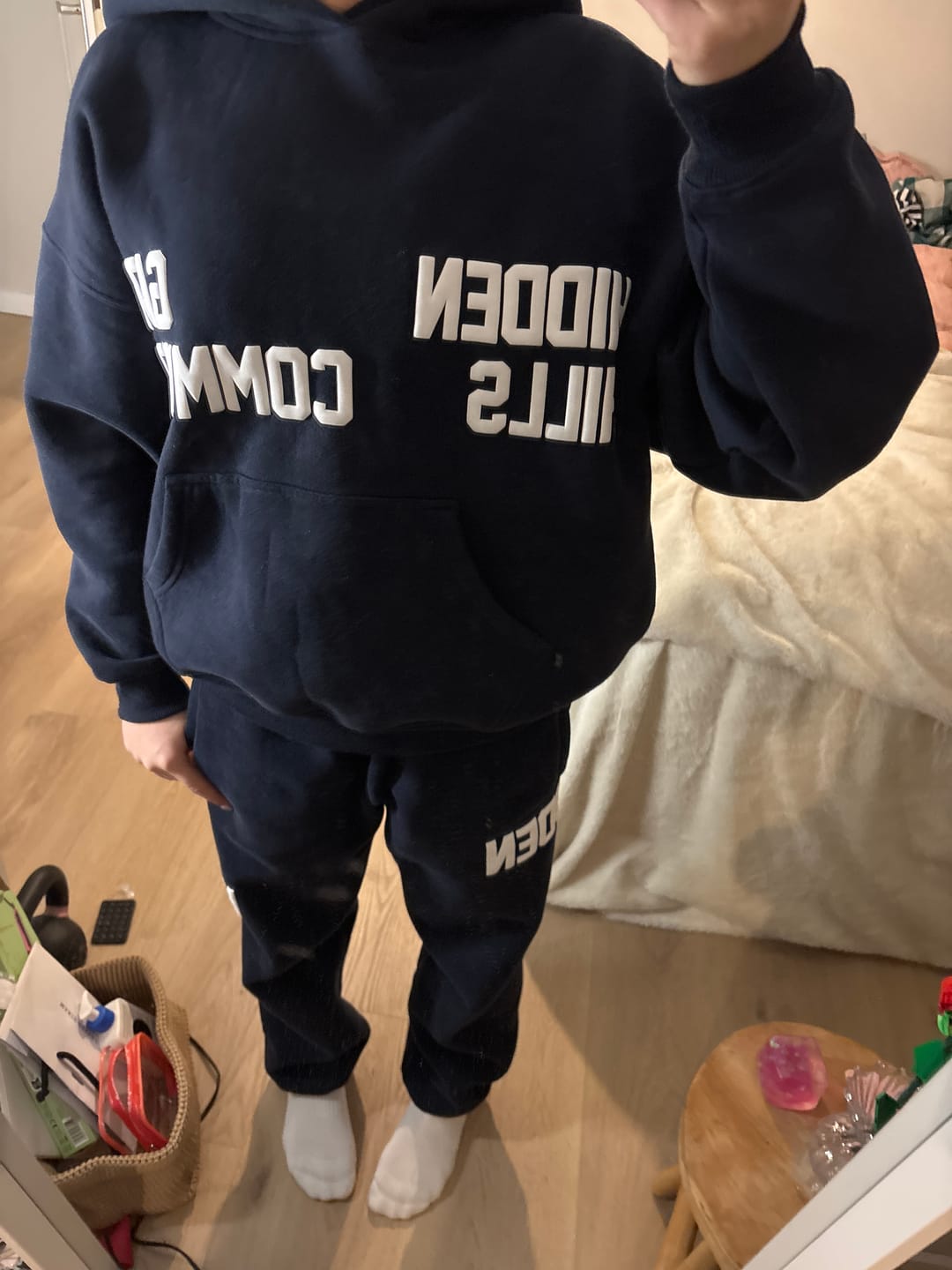 Customer photo review of GATED COMMUNITY HOODIE NAVY