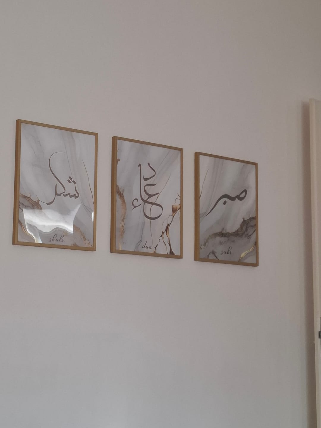 Customer photo review of Shukr, Dua, Sabr - Grey Golden Marble (Poster Set)