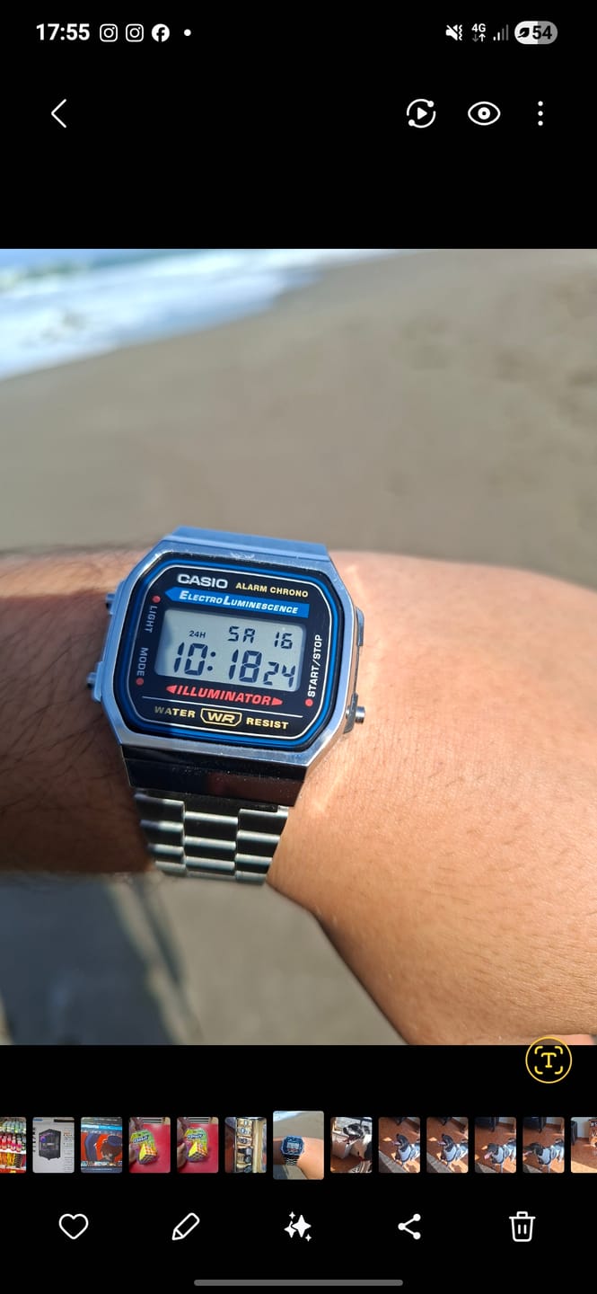 Customer photo review of Reloj Casio Vintage A168WA-1WDF Electroluminescence Plateado
