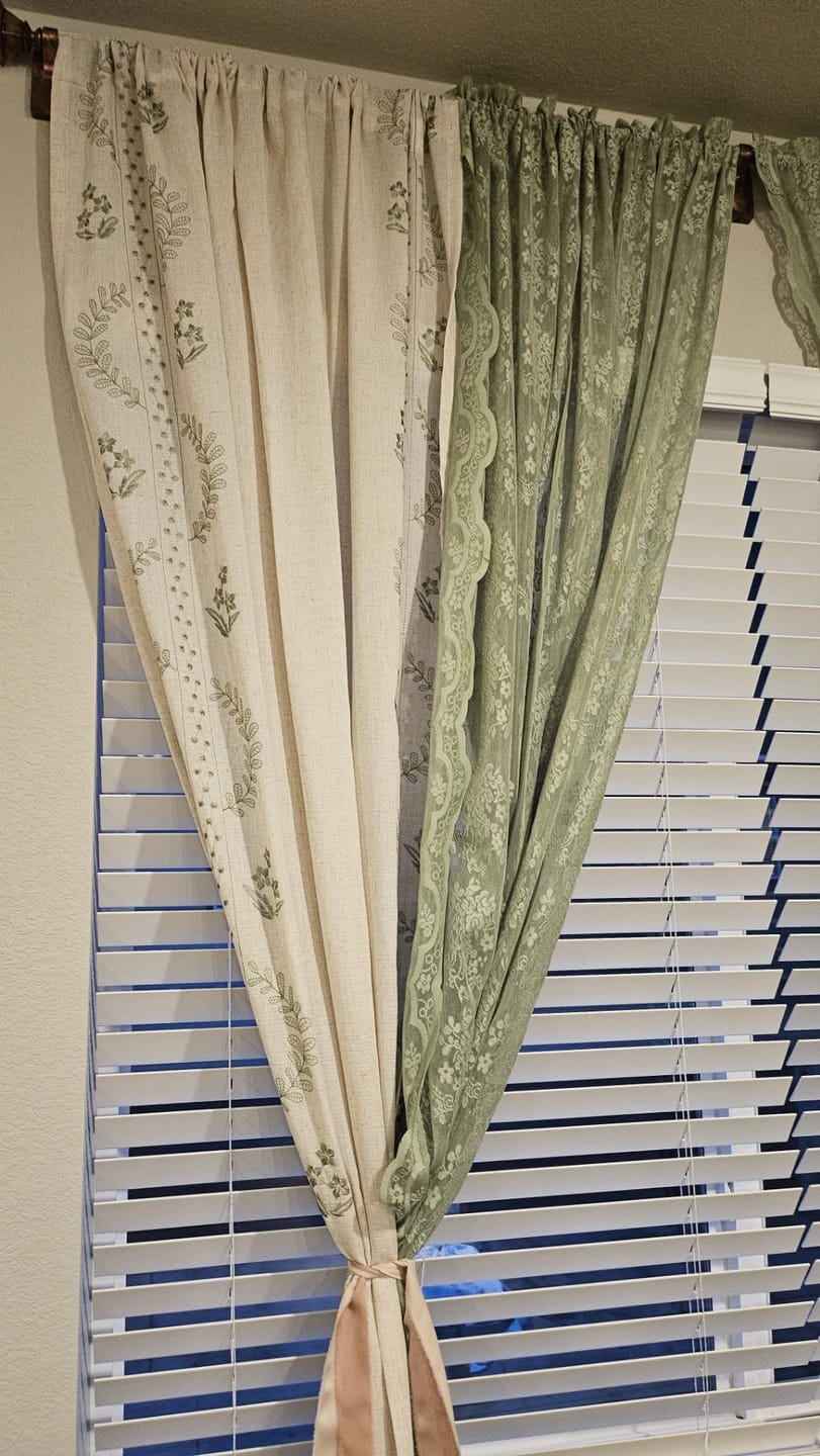 Customer photo review of Vintage Lined Embroidered Botanical Border Curtains