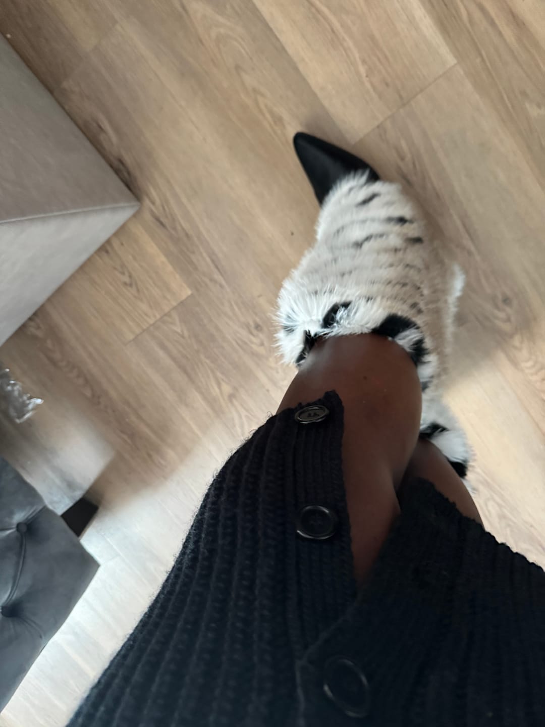 Customer photo review of JONETTE-BLACKMULTI FAUX FUR BOOTIE