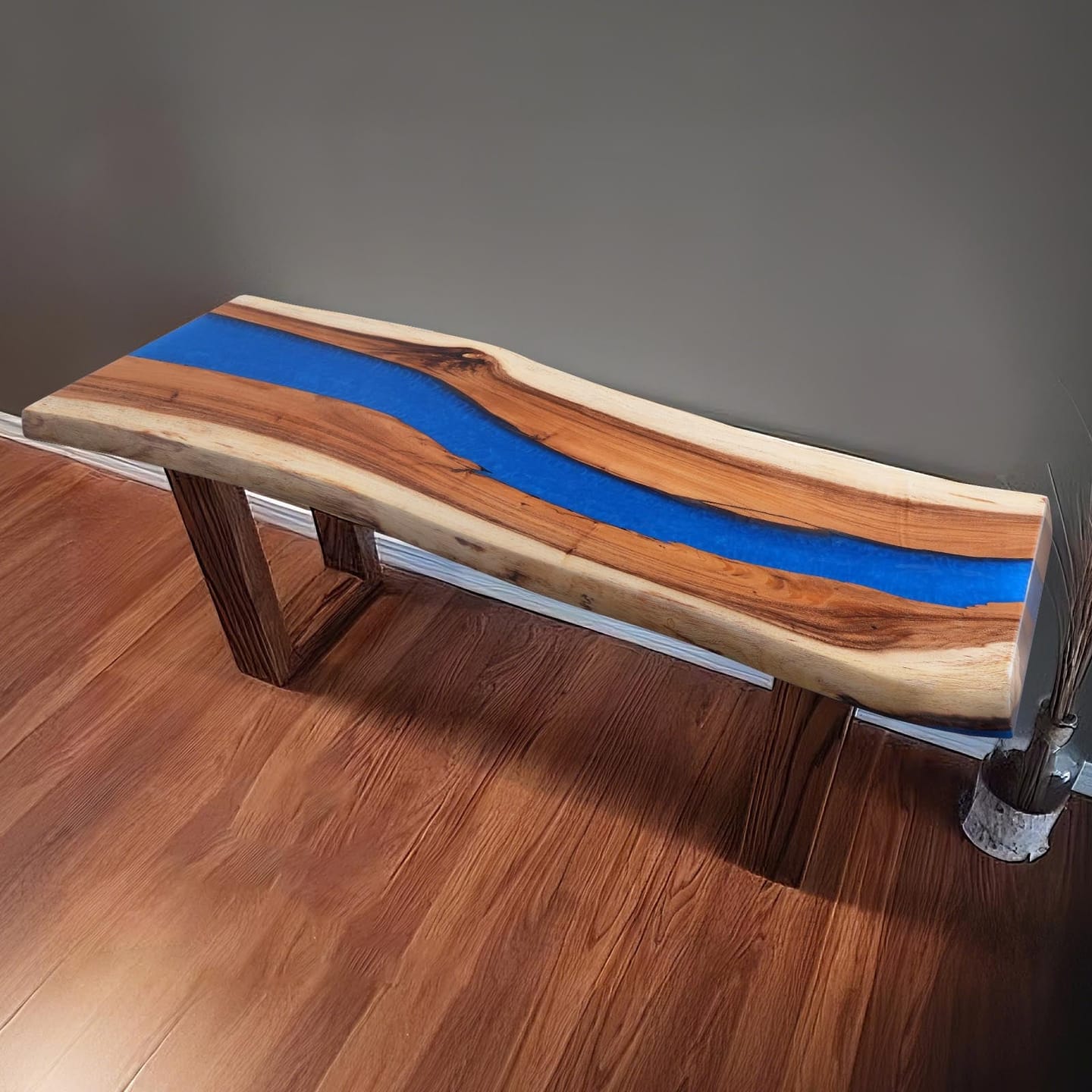 Customer photo review of Custom Golden Camphor Kitchen Epoxy Resin River Table CRT-082