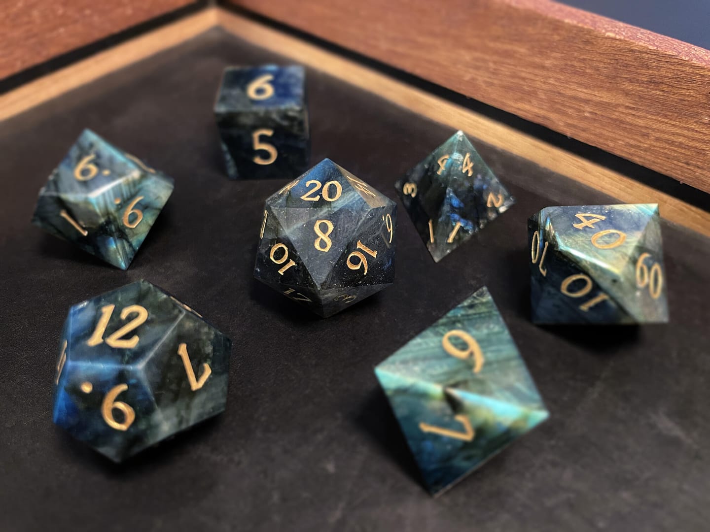 Customer photo review of Premium Labradorite Dice Set (Discontinued)