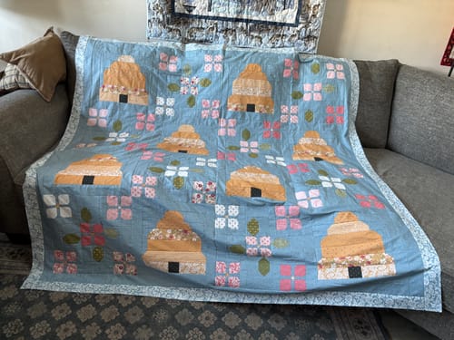 Customer photo review of Bloom & Buzz Precut Sew-Ready Quilt Kit featuring Moda Wild Honey