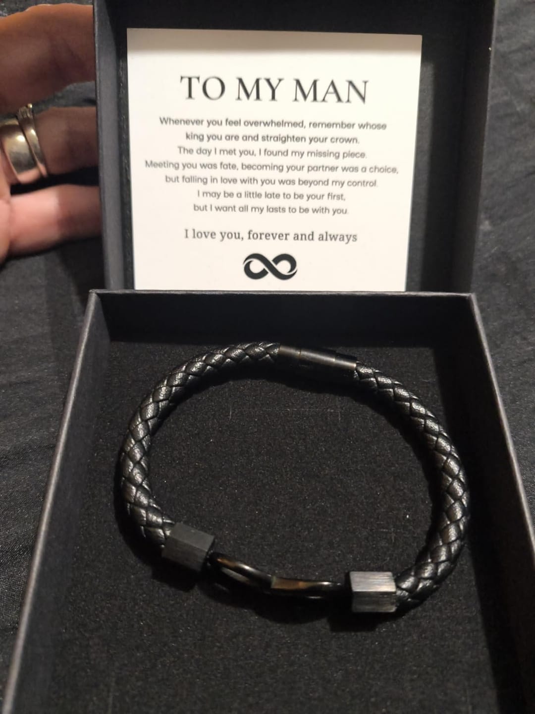 Customer photo review of "To My Man" Infinity Personalized Bracelet
