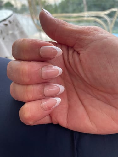 Customer photo review of Luxe French | Salon Quality Press-on Nails kit - Short Almond White French Tip