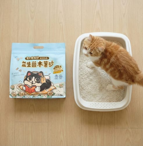Customer photo review of 賓士牌貓砂 益生菌木薯砂 2.4kg/包 買2送1免運組