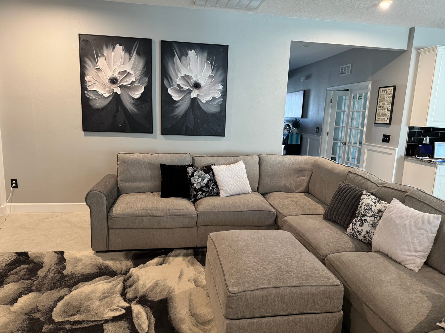 Customer photo review of Black & White Minimalist Flower And Tree Textured Canvas Art #MF021