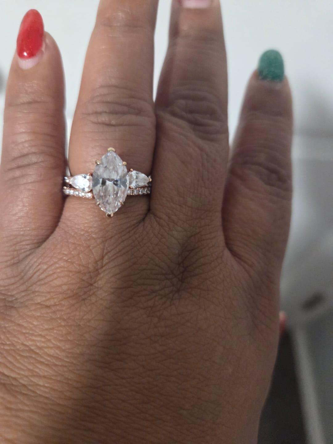 Customer photo review of S925 4.0Ct Marquise Cut Insert Wedding Ring Set For Women Stackable Ring Set In Sterling Silver