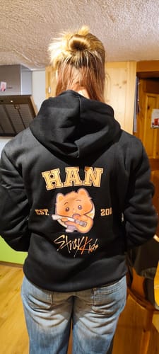 Customer photo review of KPOP Dominate Cartoon Printed Zipper Hoodie