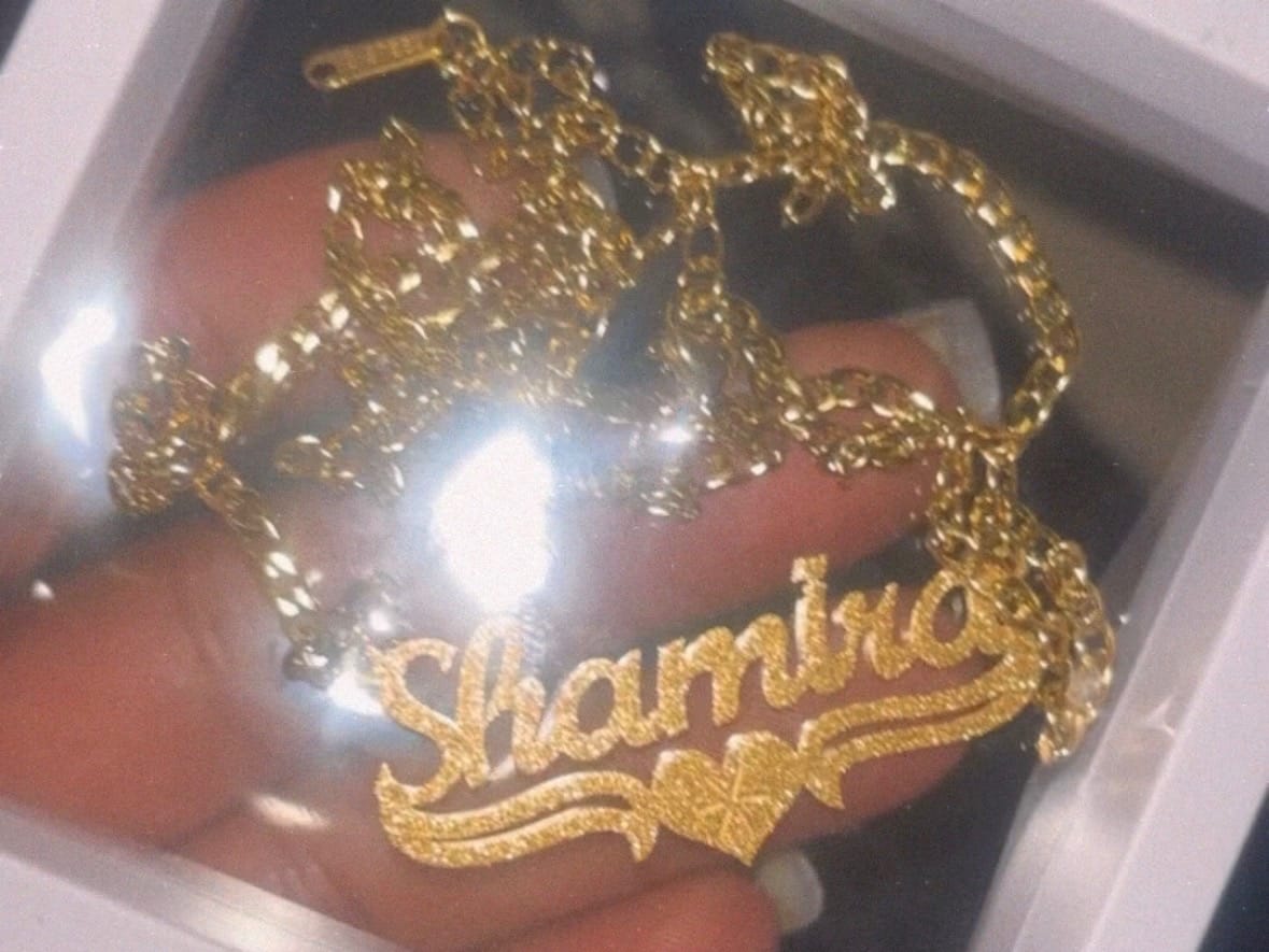 Customer photo review of Diamond Cut Love Heart Name Necklace