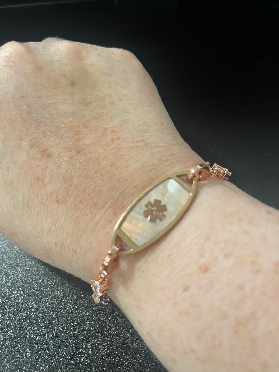 Customer photo review of Lumine Grace Women’s Medical ID Bracelet