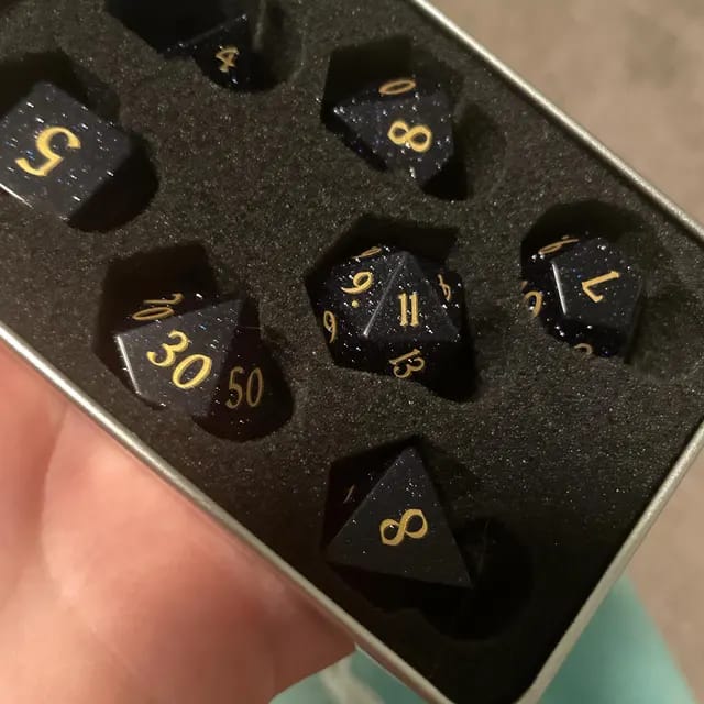 Customer photo review of Cosmic Veil Dice Set (Blue Sandstone)