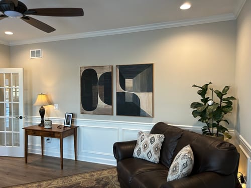 Customer photo review of Textured Taupe Twins – Geometric Wall Art