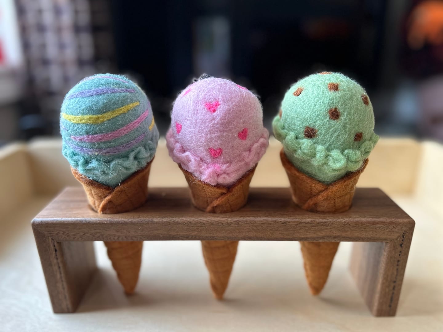 Customer photo review of Felt Ice Cream Waffle Cone