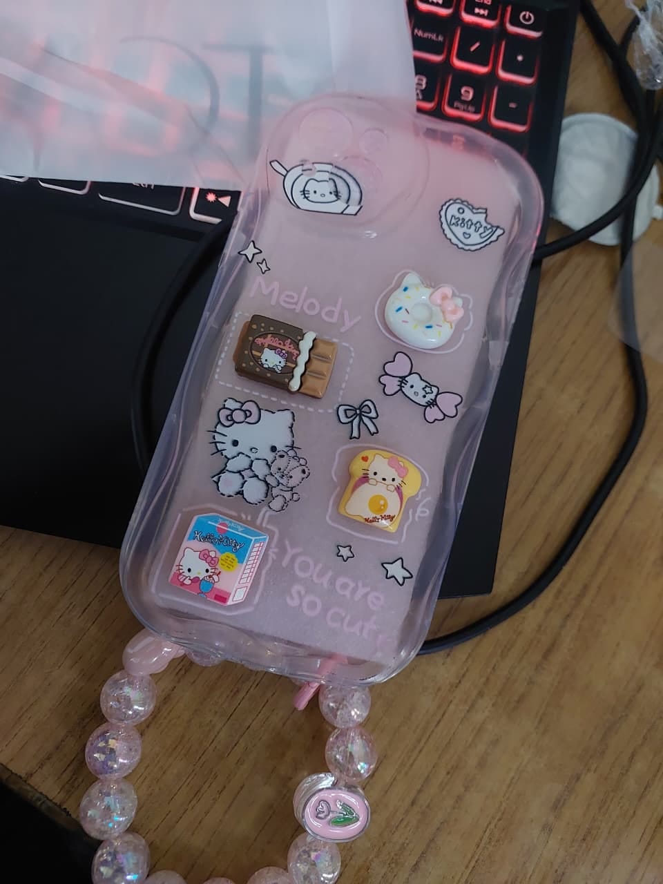 Customer photo review of 3D Cute Pink Case Wave Cartoon Melody Lanyard iPhone Soft Case