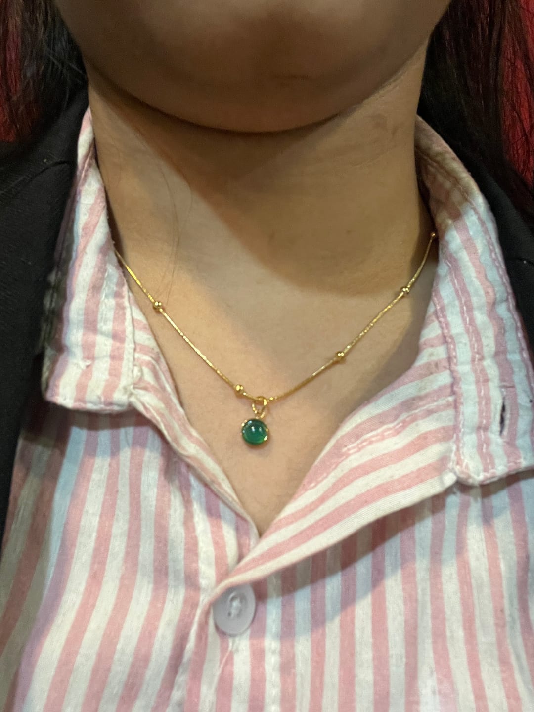 Customer photo review of Emerald Glow Pendant