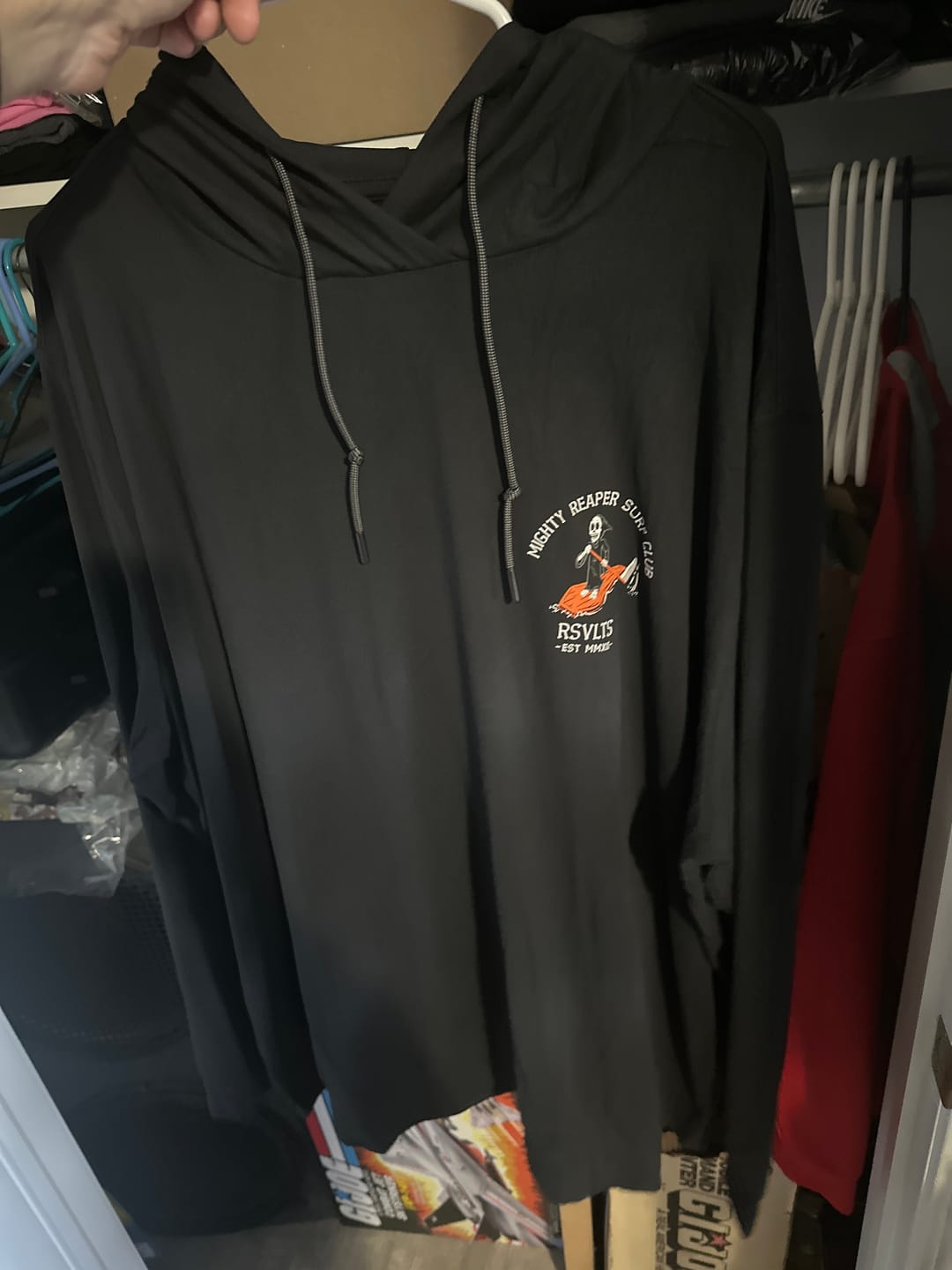 Customer photo review of Mighty Reaper Surf Club – Performance Hoodie