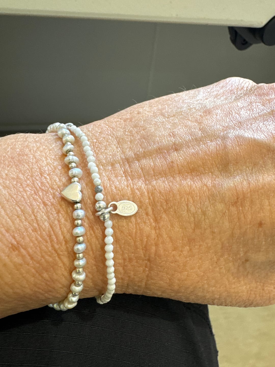 Customer photo review of Dainty Howlite Bead Bracelet