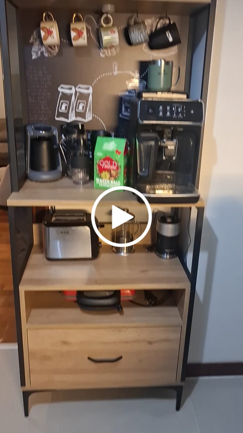 Customer video review of Rani JE154 Işıklı Kahve Köşesi Çekmeceli Çok Amaçlı Mutfak Dolabı Sepet Ceviz
