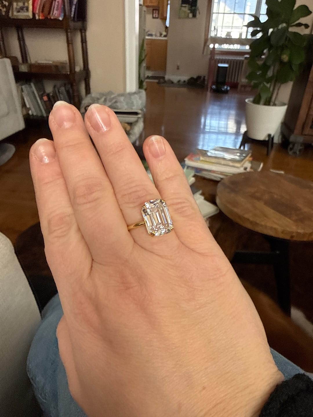 Customer photo review of S925 5.0/11.5 Ct Emerald Cut Engagement Ring In Sterling Silver Classic Everyday Wearable Ring