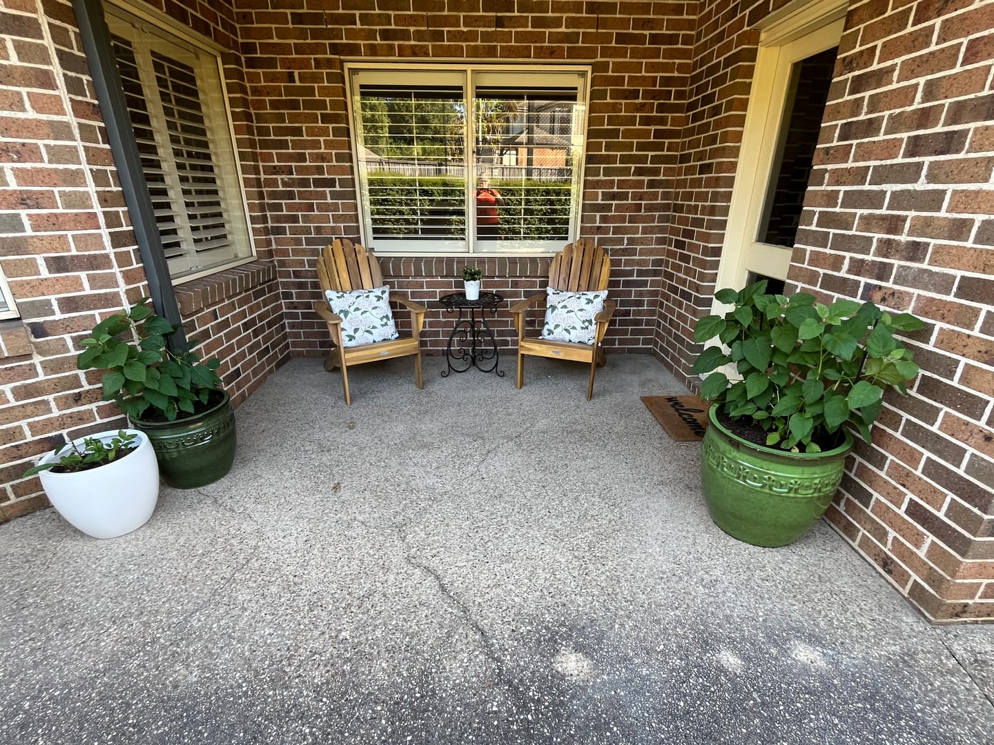 Customer photo review of Outdoor Green and Cream Hydrangea Cushion 50x50cm