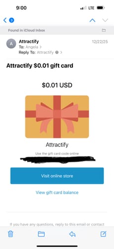 Customer photo review of $30 Gift Card