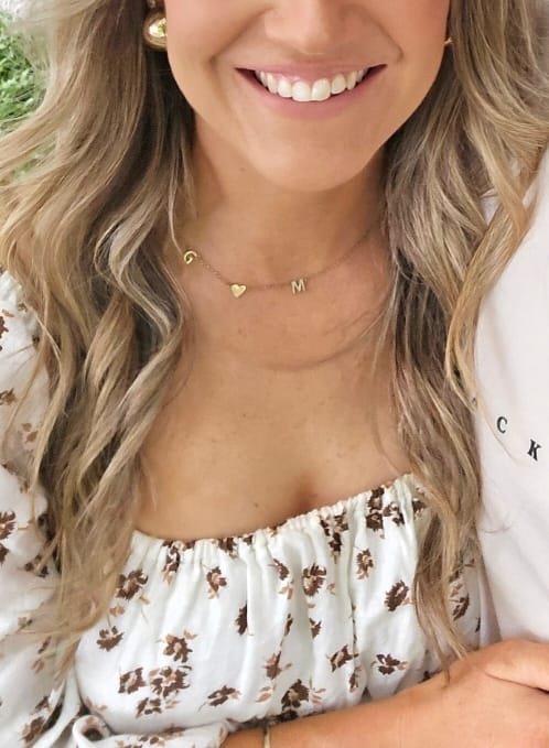 Customer photo review of The Original A-Z Initial Letter Necklace Gold