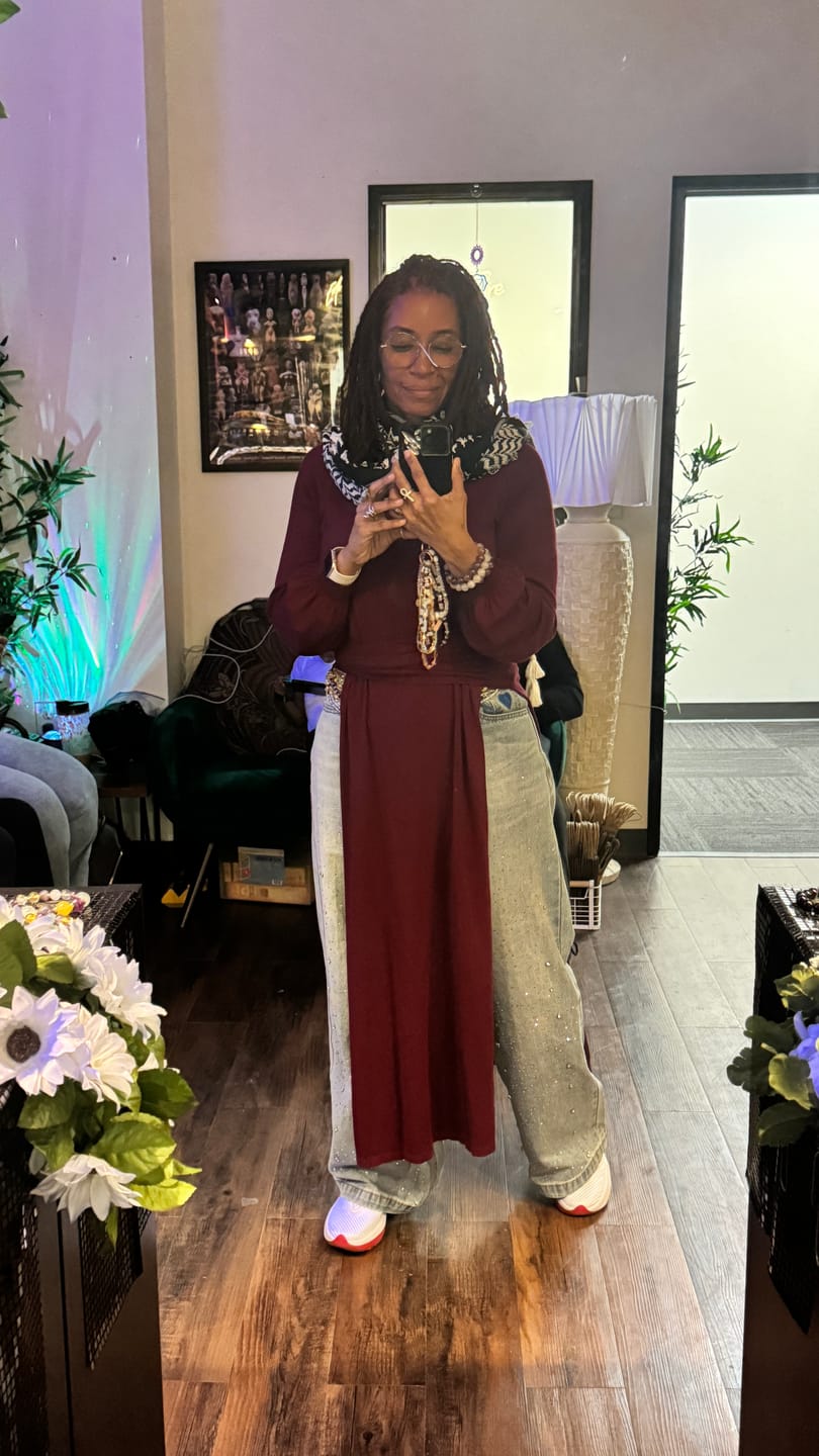 Customer photo review of Aelfric Eden Rhinestone Baggy Jeans