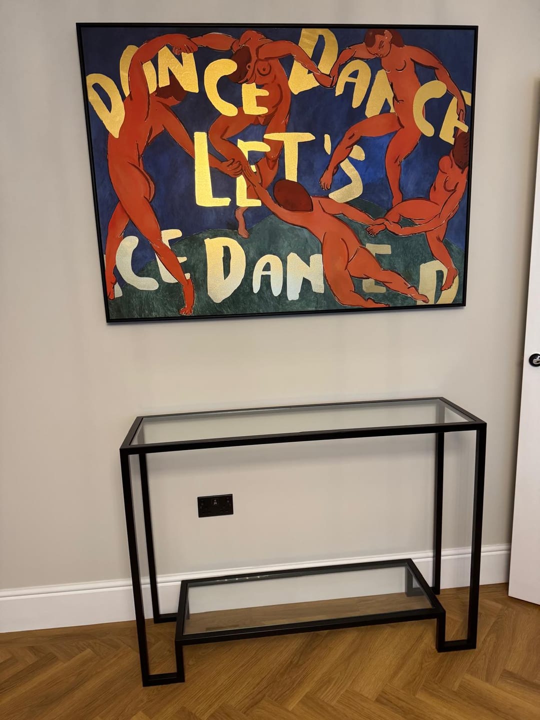 Customer photo review of Hudson Glass Metal Console Table - Black