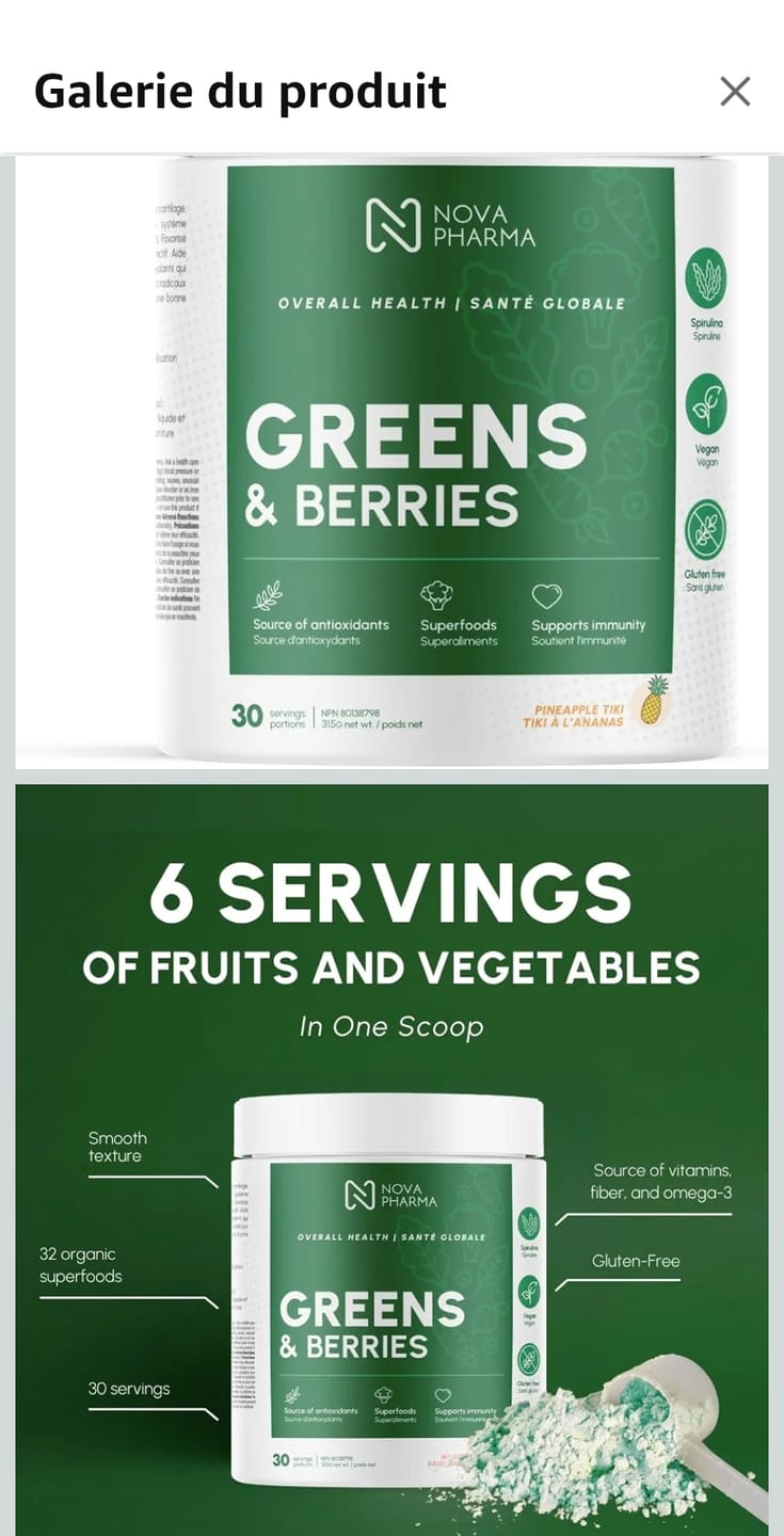 Customer photo review of Nova Pharma - Greens & Berries - 315g