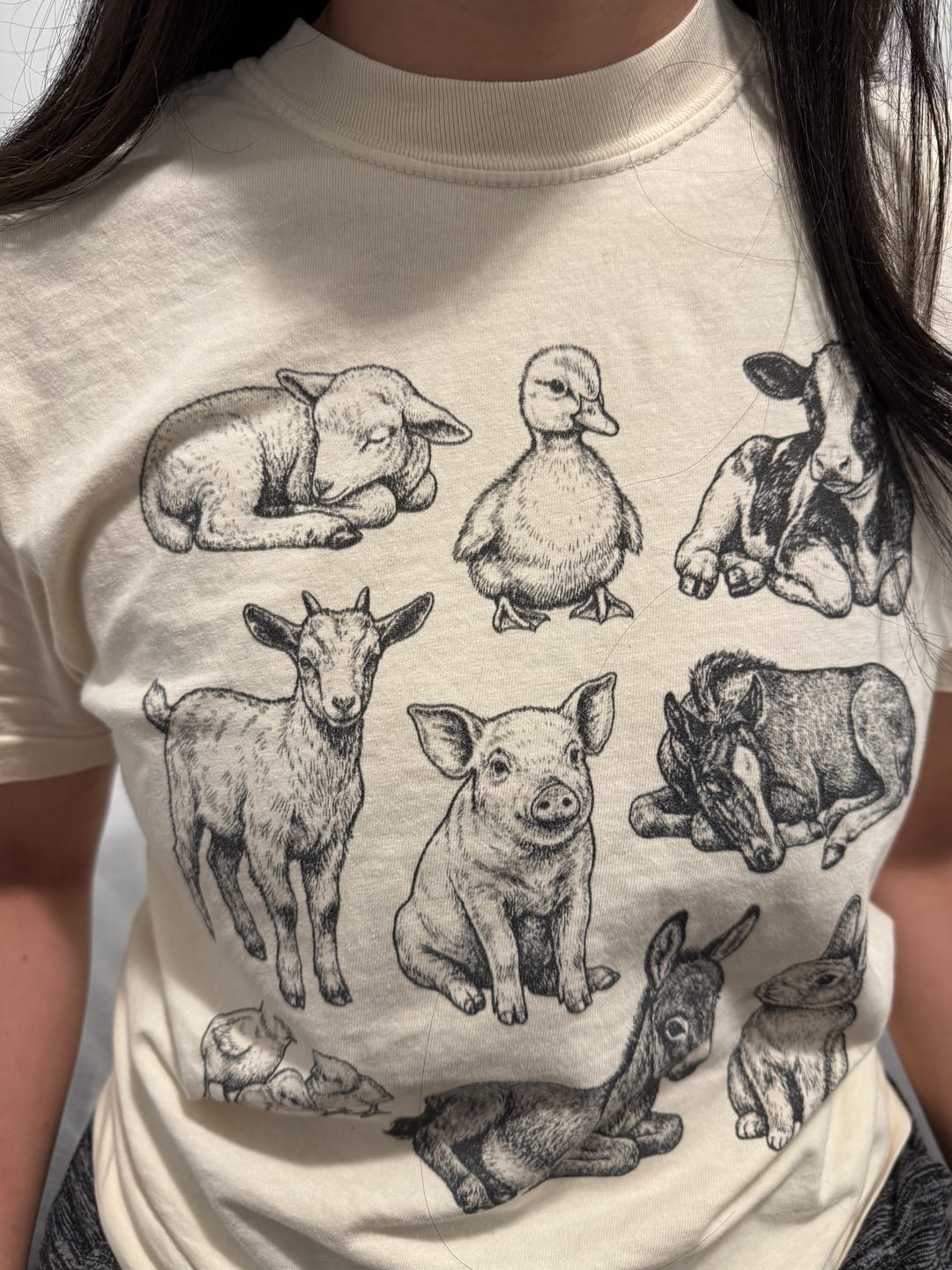 Customer photo review of Baby Farm Animals T-Shirt | Farm Animal Lover Gift