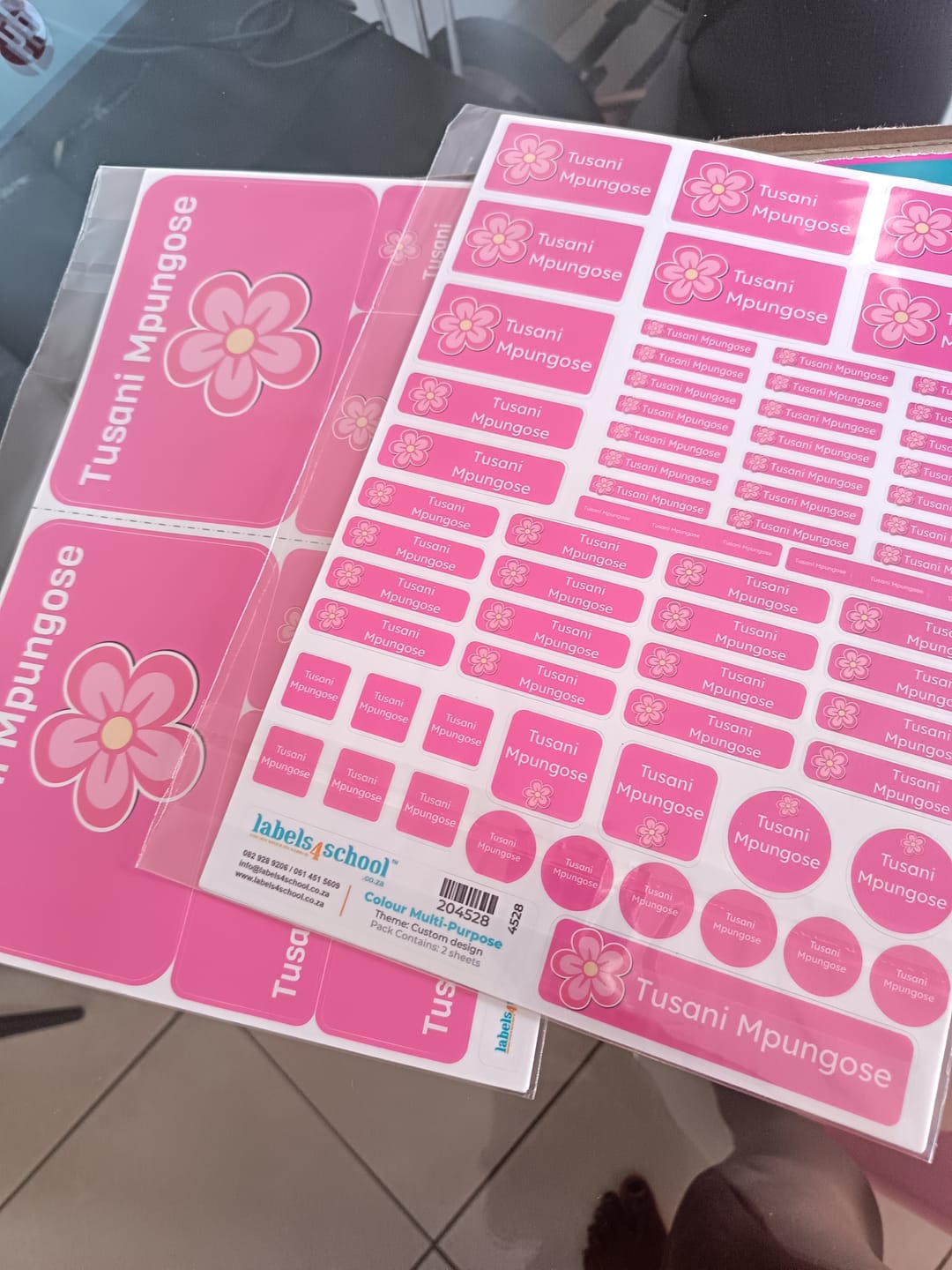 Customer photo review of Stationery Tub Labels - Customise your own