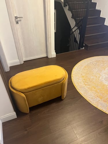 Customer photo review of MOSS - Banc avec rangement en velours jaune moutarde