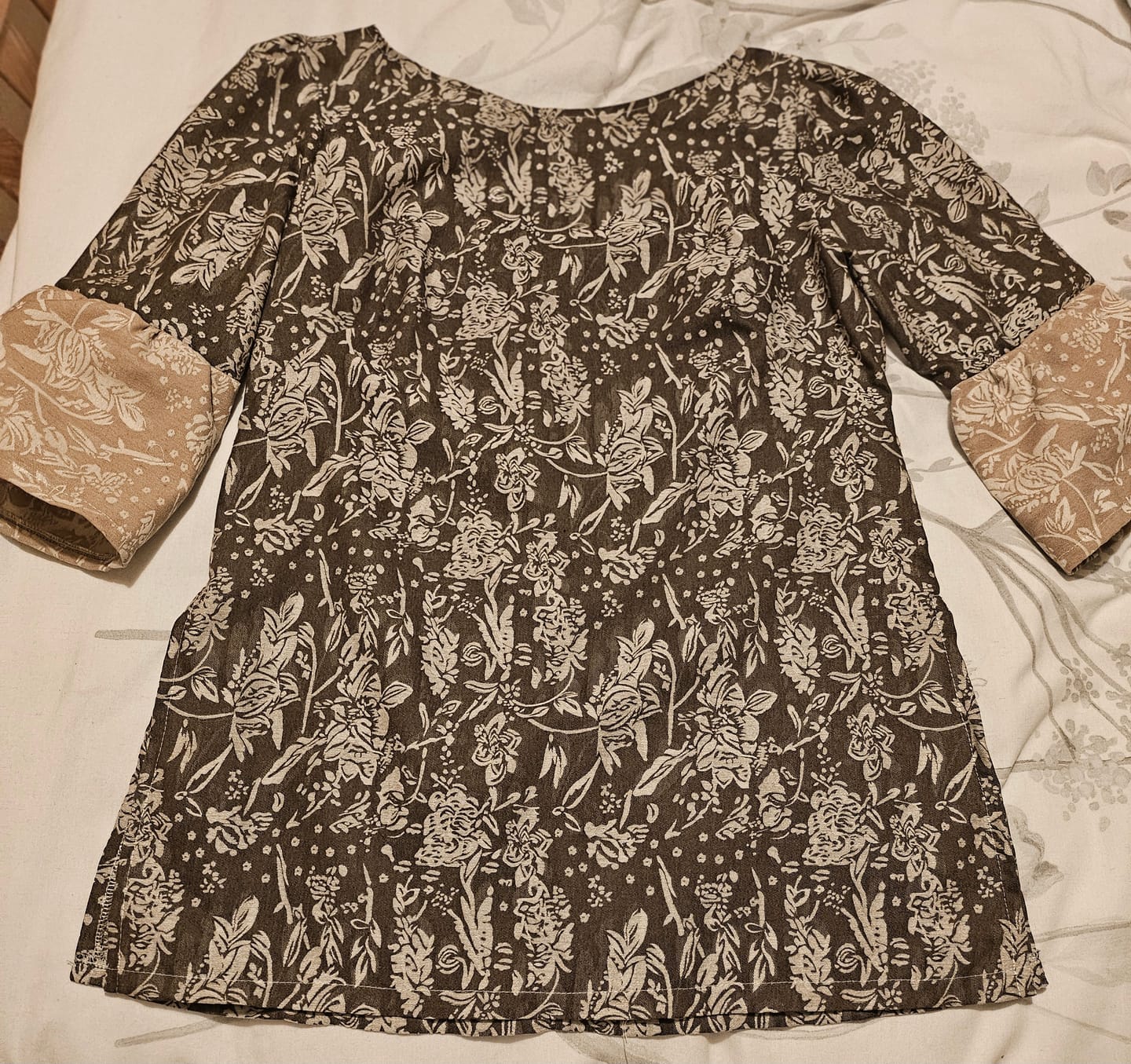 Customer photo review of Floral Jacquard Denim Look Fabric