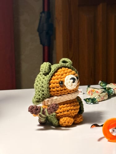 Customer photo review of Grun The Druid Bear Crochet Kit