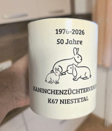 Customer photo review of TassenExpress - Becher Keramik Tasse mit Logo bedruckt 325ml Firmenlogo