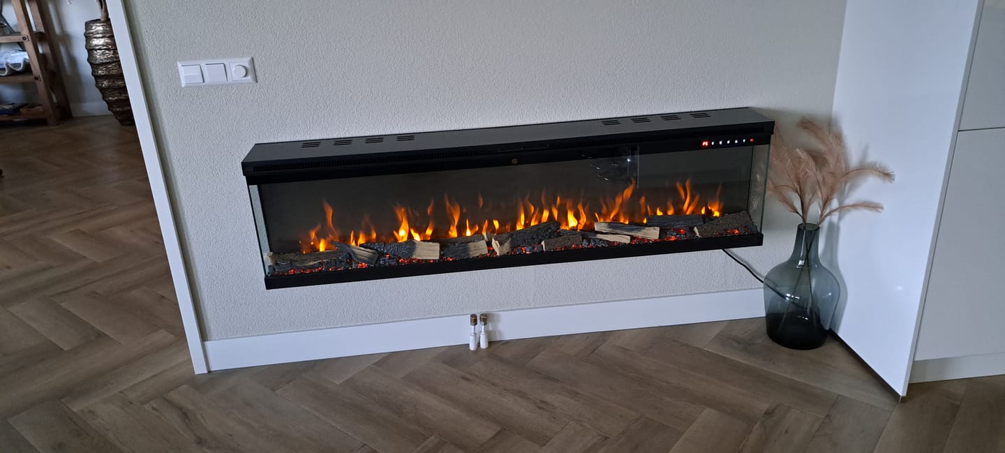 Customer photo review of EVIQ Elektrische sfeerhaard 3D Platina 65″ inch – 165 cm
