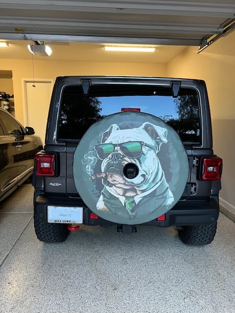 Customer photo review of Custom Spare Tire Cover for Jeep, RV, Bronco Camper, Trailer, & More