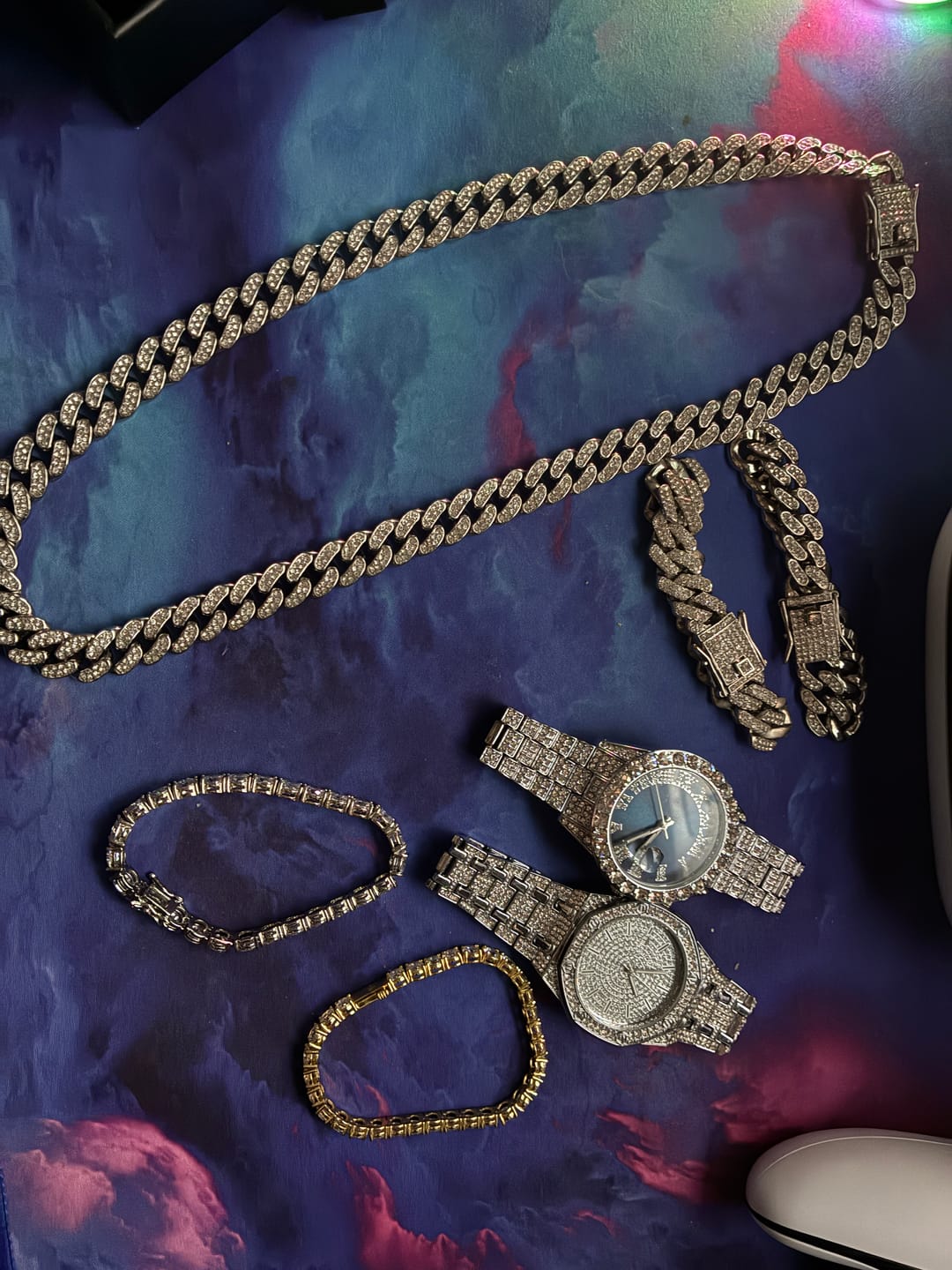 Customer photo review of 12.5mm Cuban Chain + Bracelet - White Gold