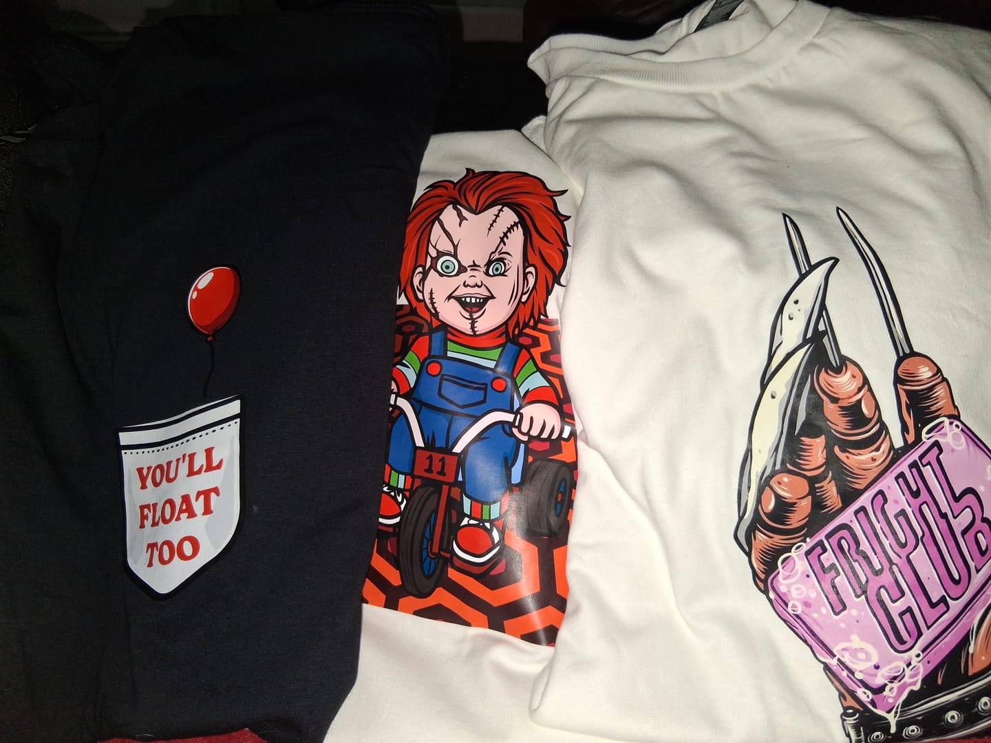 Customer photo review of 3 Mystery Horror T-Shirt Bundle