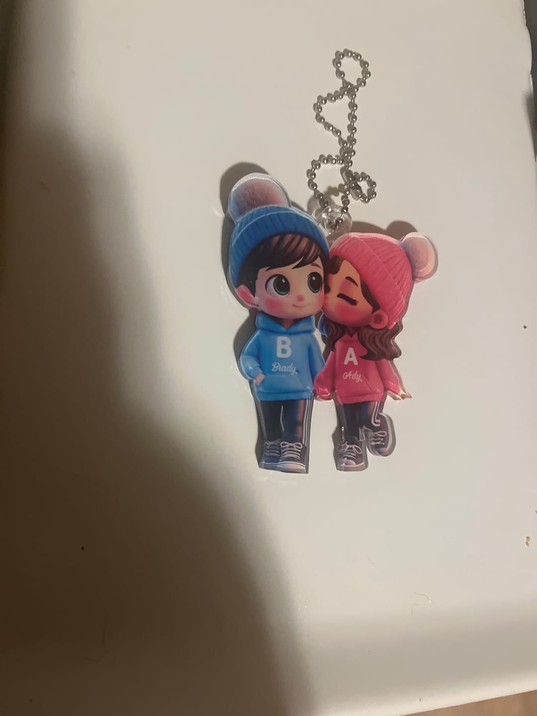 Customer photo review of Cute Cartoon Couple Walking Personalized Acrylic Christmas Ornament