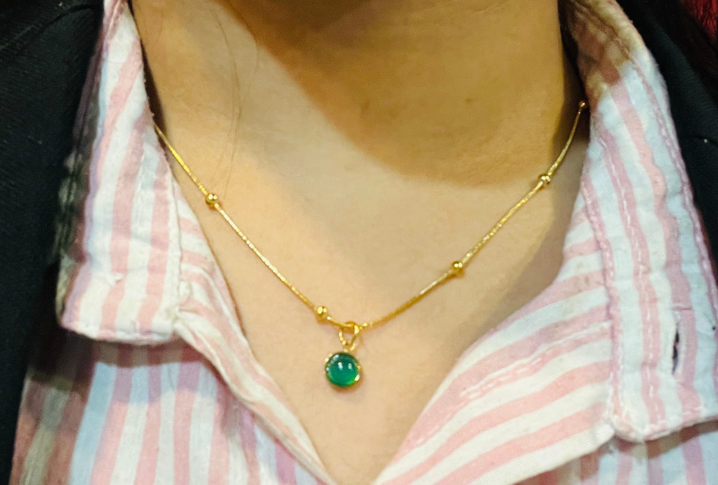 Customer photo review of Emerald Glow Pendant